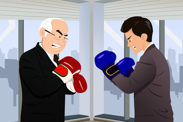 Canvas Print - Business concept of two businessmen fighting