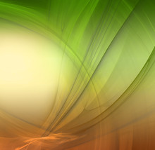 Abstract Fractal Background In Green Yellow Orange  Colors