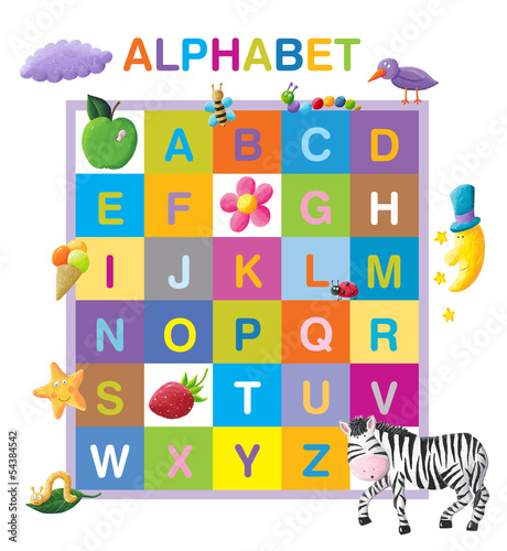 Naklejka ścienna Funny alphabet