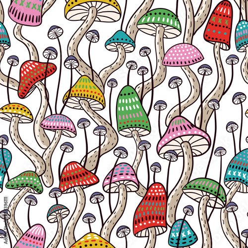 Naklejka - mata magnetyczna na lodówkę mushrooms seamless pattern