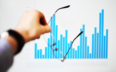 Aufkleber - Image of hand pointing on a graph data