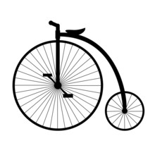 Penny-farthing. Silhouette Of Old Bicycle.