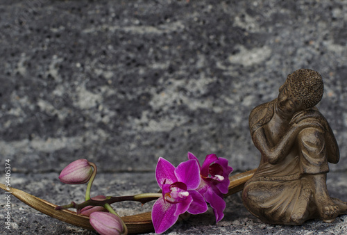 Foto-Plissee - Buddhafigur mit Orchidee (von Racamani)