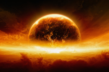 Wall Mural - burning and exploding planet earth