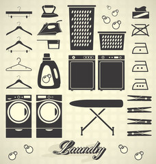 Vector Set: Laundry Room Labels and Icons