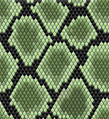 Green seamless snake skin pattern