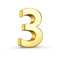 Poster - 3D golden number 3 - isolated with clipping path