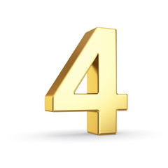 Poster - 3D golden number 4 - isolated with clipping path
