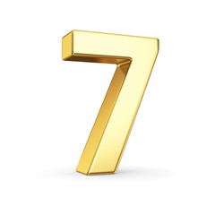 Poster - 3D golden number 7 - isolated with clipping path