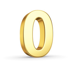 Poster - 3D golden number 0 - isolated with clipping path