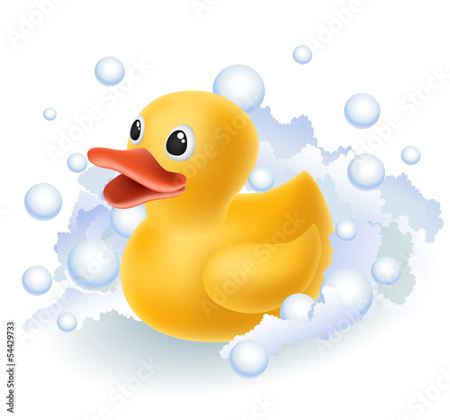 Obraz w ramie Rubber duck in foam