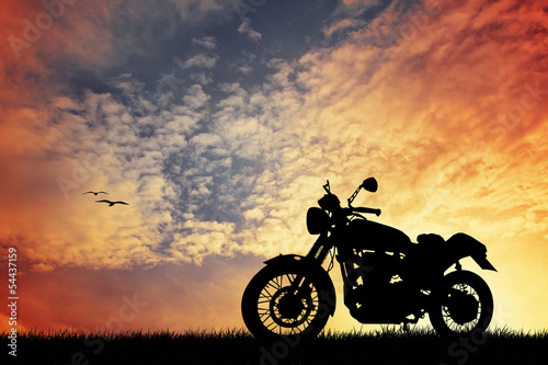 Fototapeta dla dzieci motorcycle at sunset