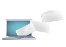 Modern Laptop With Envelope Inside. Vector Illustration.