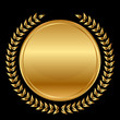Vector gold medal and laurels on black background