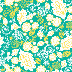 Wall Mural - Vector emerald flowerals seamless pattern background with hand