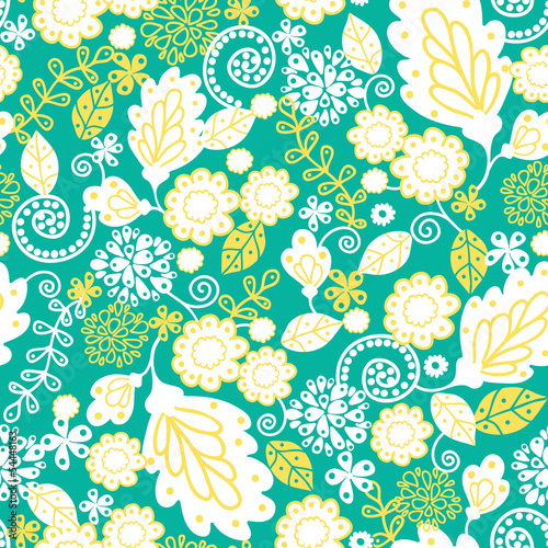 Nowoczesny obraz na płótnie Vector emerald flowerals seamless pattern background with hand