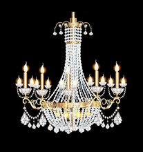 Chandelier With Crystal Pendants On The Black