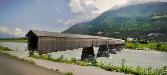 old wooden bridge over Rhein