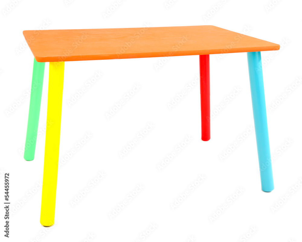 Small and colorful table for little kids isolated on white