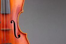 Classical Violin On Grey Background