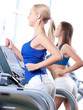 © mr.markin - Two young women run on machine in the gym