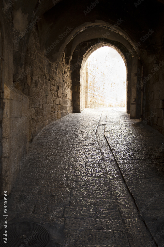Old Jerusalem Tunnel - obrazy, fototapety, plakaty 