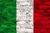 Fototapeta Paryż - flag of italy graphic on brick background