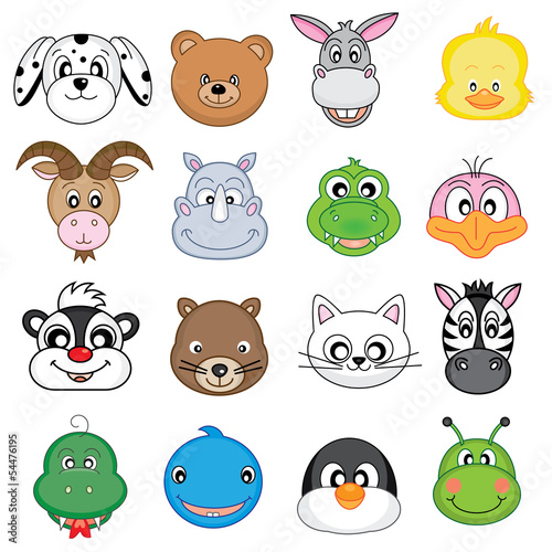 Fototapeta dla dzieci animal faces icons