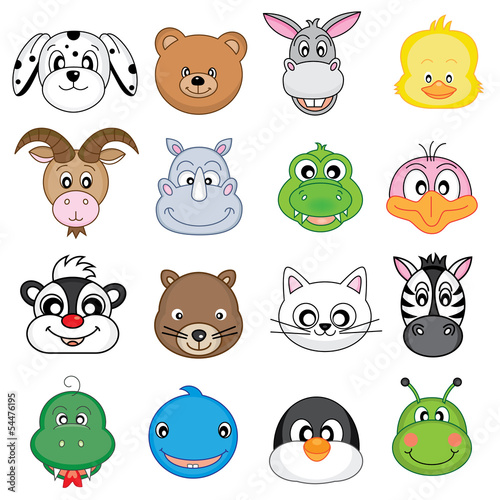 Naklejka ścienna animal faces icons