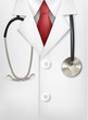 © ecco - Close up of a doctors lab white coat and stethoscope. Vector ill