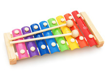 Colorful Xylophone On White With Clipping Path