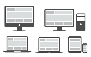 Responsive grid and web design in simplified icons vector