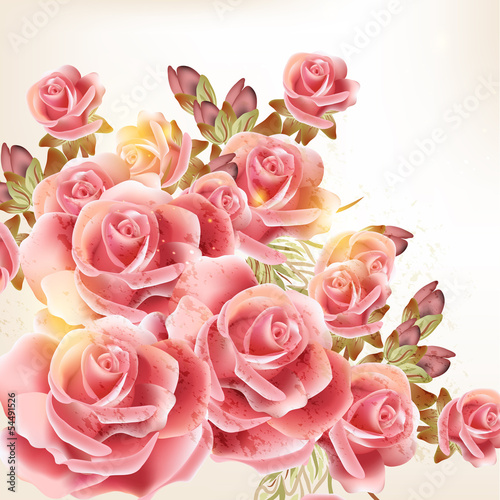 Fototapeta do kuchni Beautiful vector background in vintage style with rose flowers