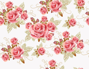 Poster - Cute seamless wallpaper design with rose flowers