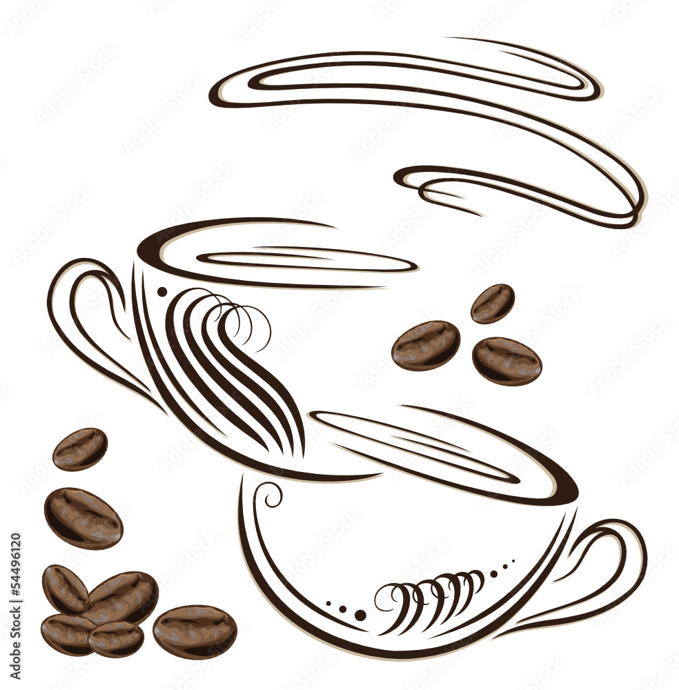 Vector de Stock Kaffee, coffee, Kaffeetassen, Kaffeebohnen, cafe | Adobe  Stock, image size:984x1000