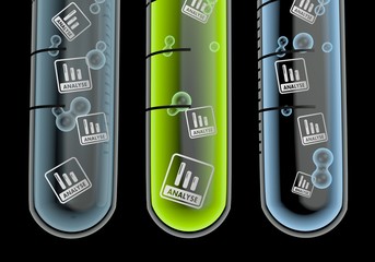 Wall Mural - analyse German for analysis icon  in three test glasses