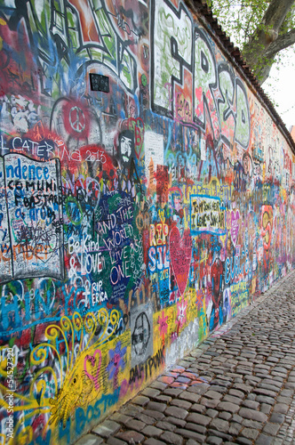 Photo Colorful John Lennon wall in Prague