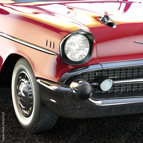 Plakat na zamówienie vintage luxury car close-up 3d illustration