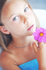 Wall Mural - Girl with a flower