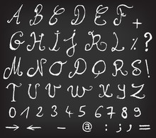 Hand Drawn Alphabet On School Chalkboard