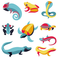 Poster - Vector set of logo design elements - reptiles