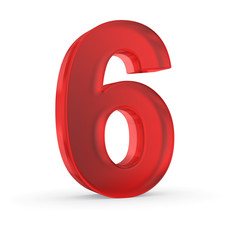 Fototapete - Number six- red isolated with clipping path