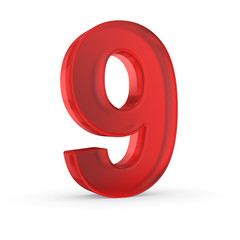 Fototapete - Number nine- red isolated with clipping path