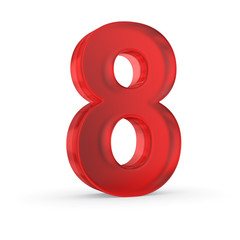 Fototapete - Number eight- red isolated with clipping path