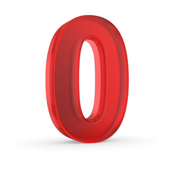 Number zero - red isolated with clipping path