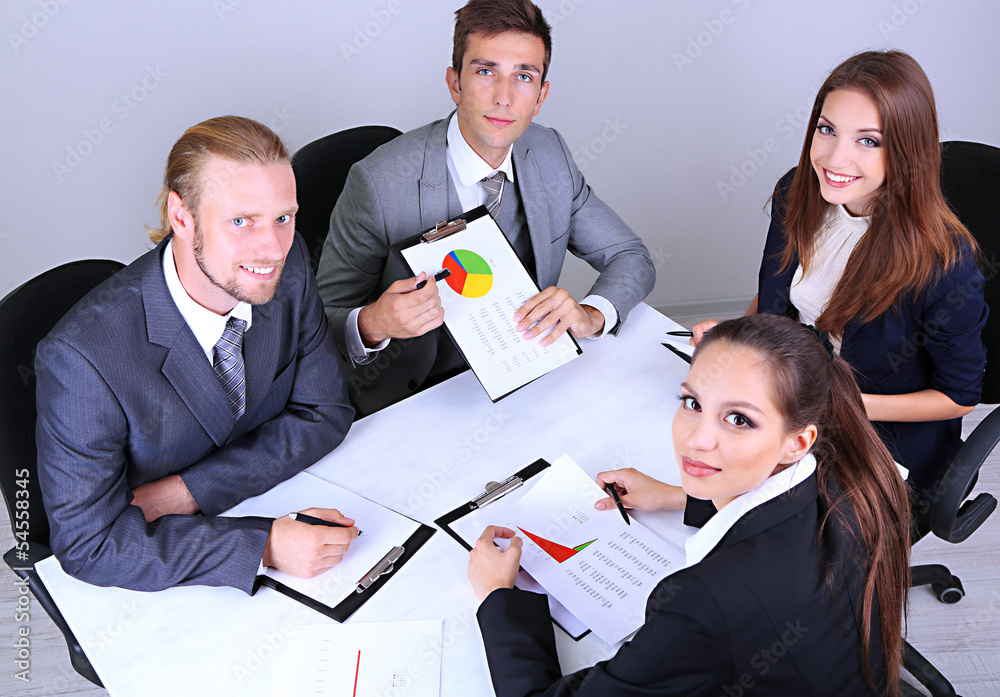 Group of business people having meeting together