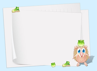 Wall Mural - Empty papers with a small molehog and cabbages