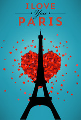 Wall Mural - I Love You Paris Poster Design