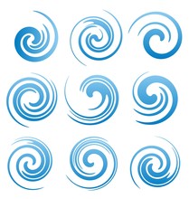 Set Of Water Swirls And Abstract Waves