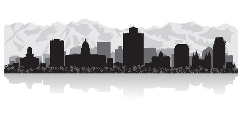 Fototapete - Salt Lake city skyline silhouette